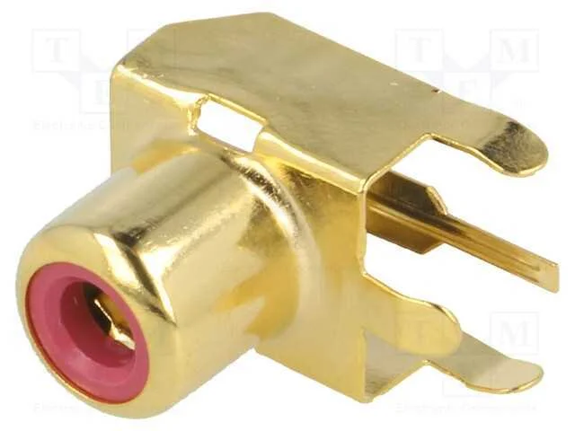 Tomada, Rca, F&ecirc;mea, Angulares 90, Tht, Lat&atilde;o, Dourado, para Pcb