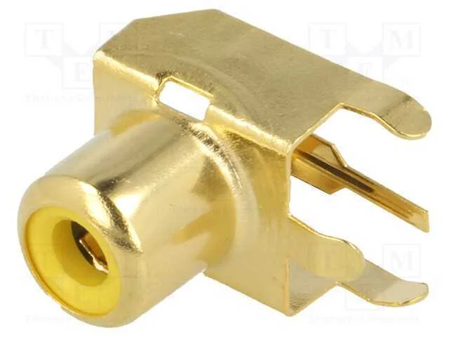 Tomada, Rca, F&ecirc;mea, Angulares 90, Tht, Lat&atilde;o, Dourado, para Pcb