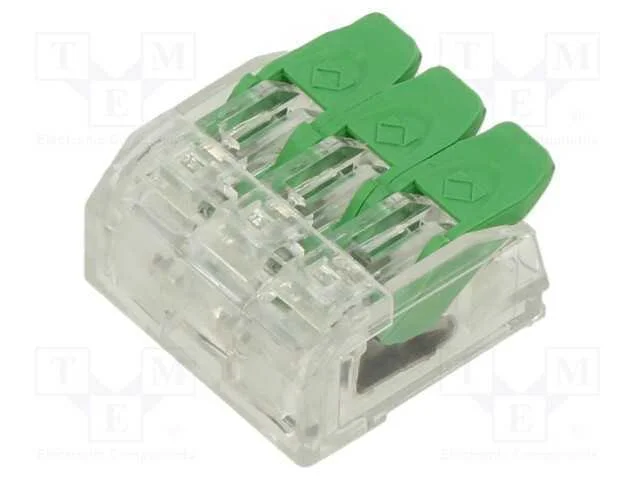 Conector R&aacute;pido, Aperto de Molas, 0,2&divide;4mm2, 24awg&divide;12awg, 450v