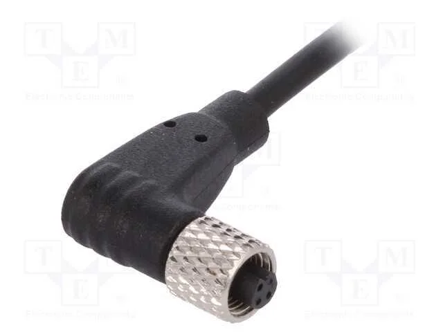 Conector: M5, Ficha, F&ecirc;mea, Fios, Pin: 3, 1a, Angulares, Ip67, 60v