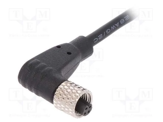 Conector: M5, Ficha, F&ecirc;mea, Fios, Pin: 4, 1a, Angulares, Ip67, 60v