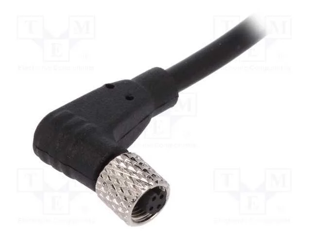 Conector: M5, Ficha, F&ecirc;mea, Fios, Pin: 4, 1a, Angulares, Ip67, 60v