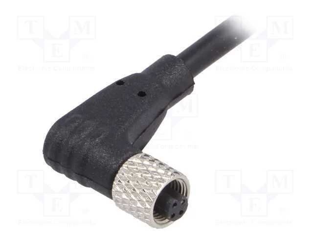 Conector: M5, ficha, f&ecirc;mea, fios, PIN: 3, 1A, ang.