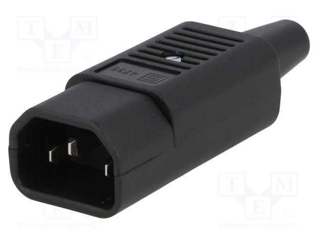 Conector: de Alimenta&ccedil;&atilde;o, Ficha, Macho, 10a, 250vac, Iec 60320