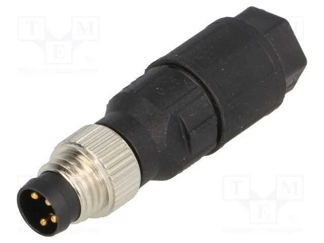 Conector: M8, Macho, Pin: 4, Simples, com Cabo, Ficha, Rosca Externa