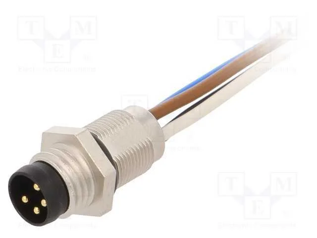 Conector: M8, Macho, Pin: 4, para Painel,Porca de Tr&aacute;s, Tomada