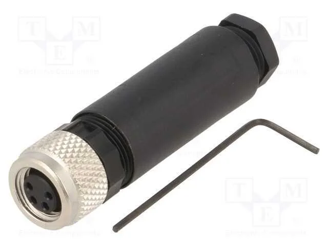 Conector: M8, f&ecirc;mea, PIN: 4, simples, com cabo, f.