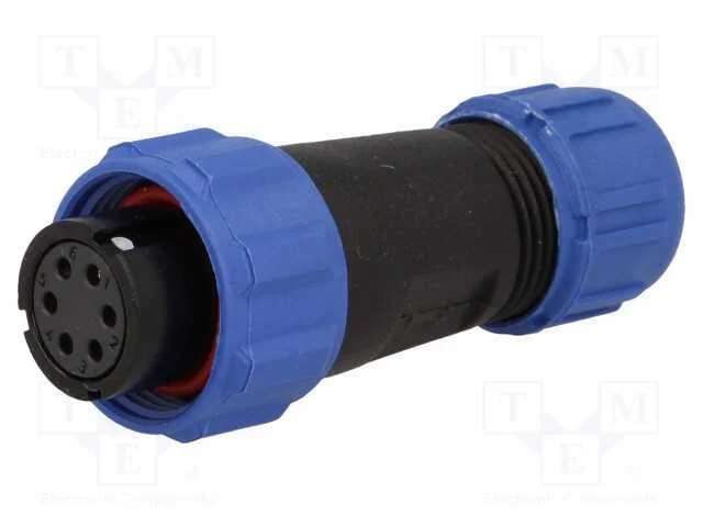 Ficha, Sp13, F&ecirc;mea, Pin: 6, Ip68, 4&divide;6,5mm, 5a, Solda, com Cabo, 125v