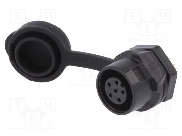Conector: Redondos, Tomada, Tamanho 12, 02, F&ecirc;mea, Pin: 6, Ao Trinco