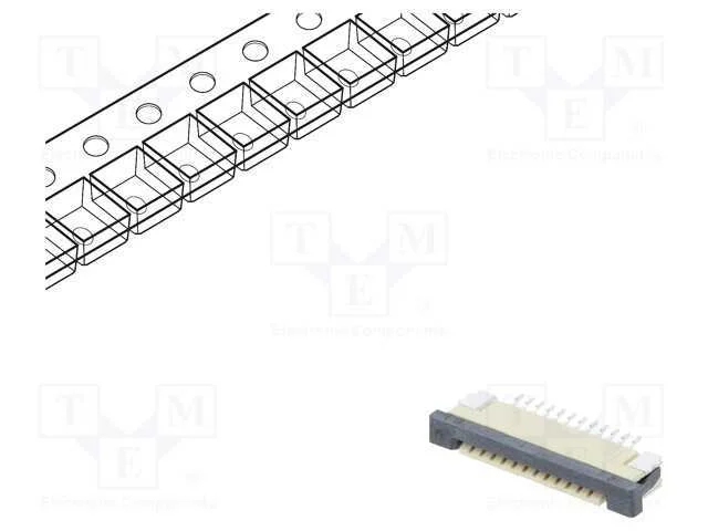 Conector: Ffc/Fpc, Horizontais, Pin: 12, Zif, Smt, Estanhado, 30mo