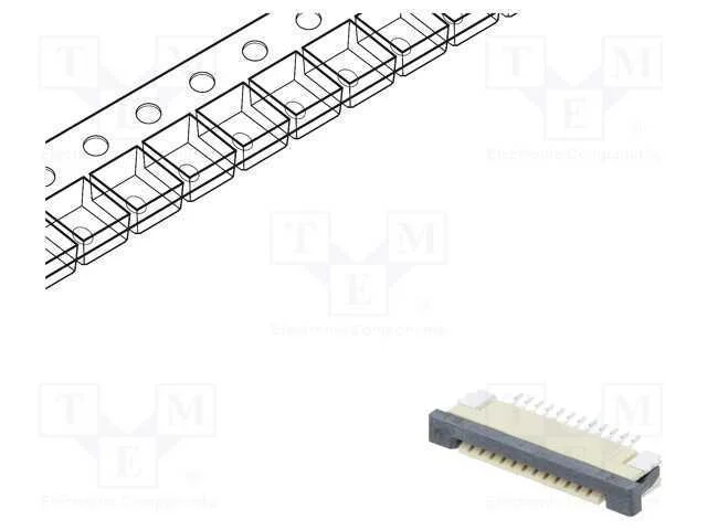 Conector: Ffc/Fpc, Horizontais, Pin: 12, Zif, Smt, Estanhado, 30mo