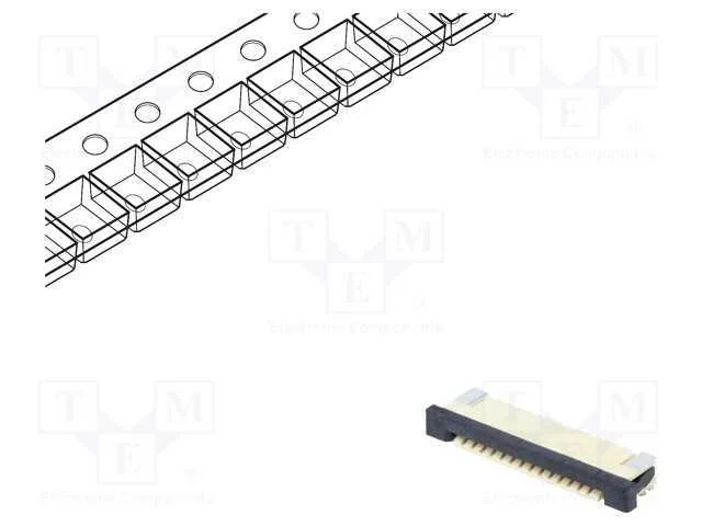 Conector: Ffc/Fpc, Horizontais, Pin: 14, Zif, Smt, Estanhado, 30mo
