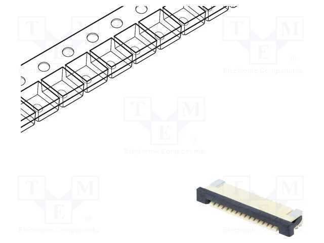 Conector: Ffc/Fpc, Horizontais, Pin: 14, Zif, Smt, Estanhado, 30mo