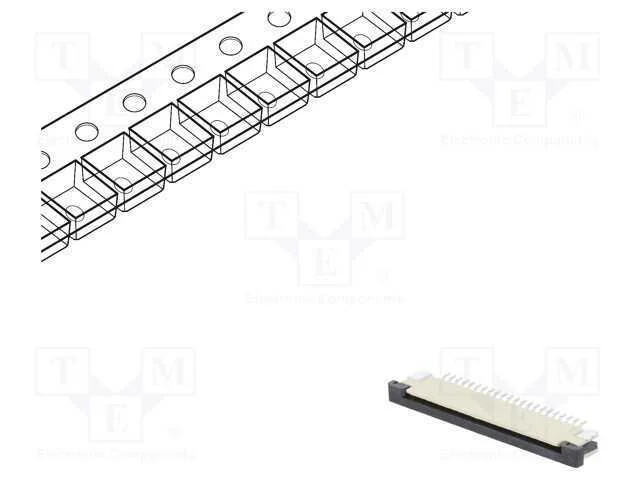 Conector: Ffc/Fpc, Horizontais, Pin: 22, Zif, Smt, Estanhado, 30mo