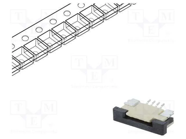 Conector: Ffc/Fpc, Horizontais, Pin: 4, Zif, Smt, Estanhado, 30mo