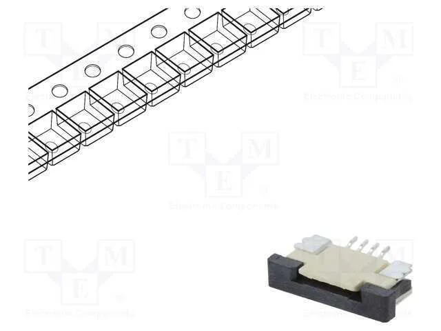 Conector: Ffc/Fpc, Horizontais, Pin: 4, Zif, Smt, Estanhado, 30mo