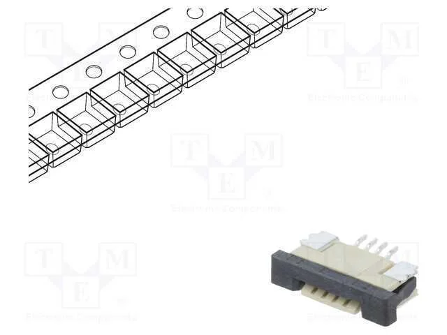 Conector: Ffc/Fpc, Horizontais, Pin: 4, Zif, Smt, Estanhado, 30mo