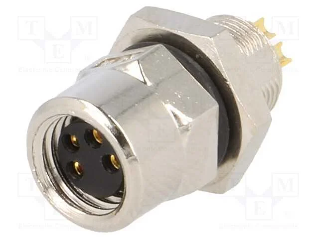 Conector: M8, F&ecirc;mea, Pin: 4, para Painel,Porca de Tr&aacute;s, Tomada