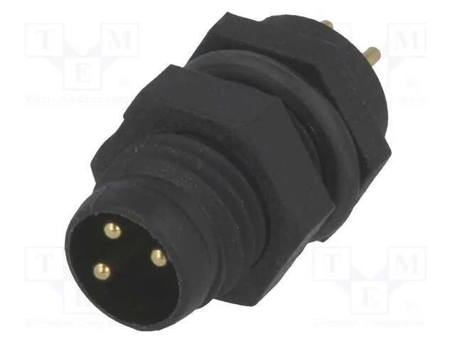 Conector: M8, Macho, Pin: 3, para Painel, Tomada, 3a, Ip67, 60v
