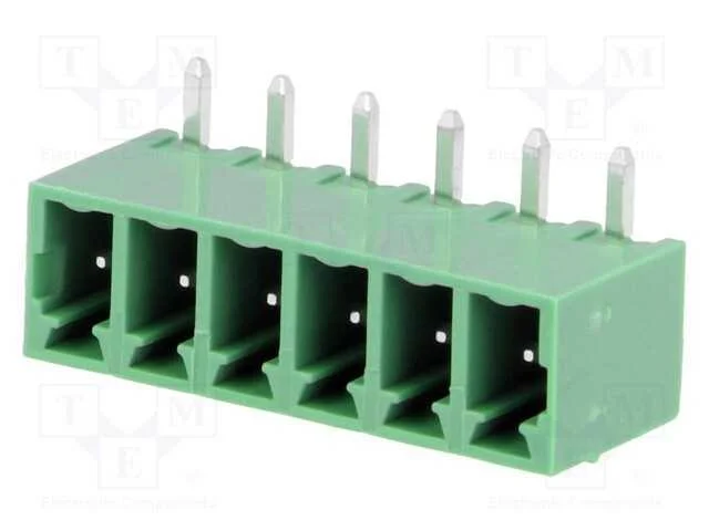 Bloco Terminal Separ&aacute;vel, 3,81mm, Faixas: 6, Angulares 90, Macho