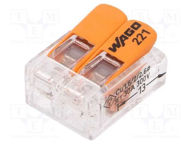 Conector r&aacute;pido, 221, aperto de molas, 0,5&divide;6mm2, .