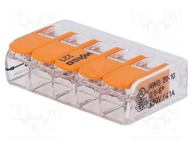 Conector r&aacute;pido, 221, aperto de molas, 0,5&divide;6mm2, .
