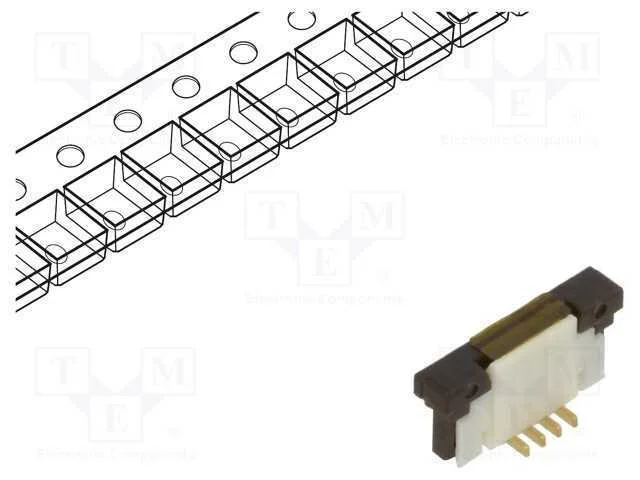 Conector: Ffc/Fpc, Verticais, Pin: 4, Zif, Smt, 125v, 1a, Gold Flash