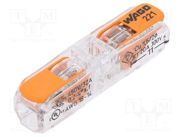 Conector r&aacute;pido, 221, aperto de molas, 0,2&divide;4mm2, .