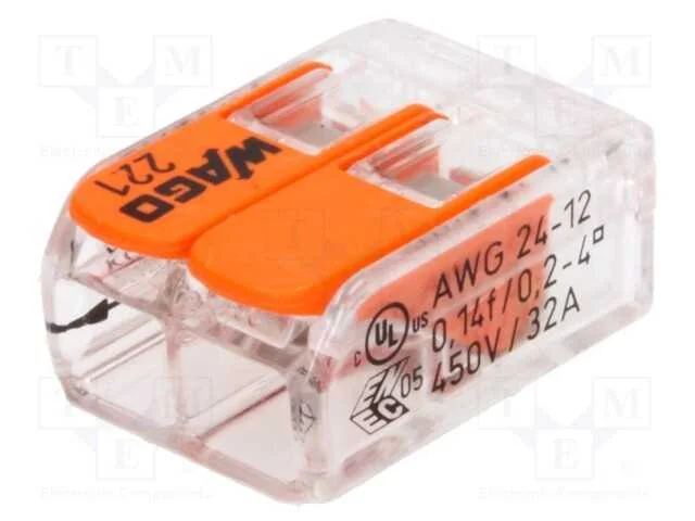 Conector r&aacute;pido, 221, aperto de molas, 0,2&divide;4mm2, .