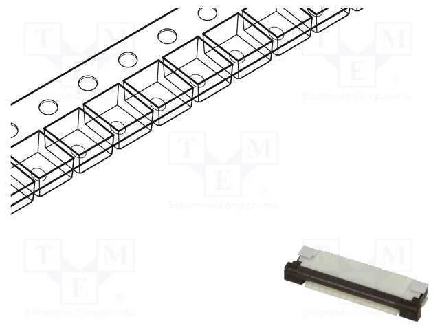 Conector: Ffc/Fpc, Horizontais, Pin: 12, Zif, Smt, 50v, 0,4a, H: 2,5mm