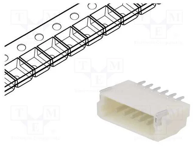 Tomada, Fio-Placa, Macho, 1mm, Pin: 6, Smt, 50v, 1a, Estanhado, 20mo