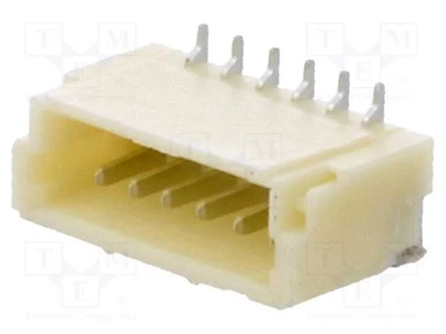 Tomada, Fio-Placa, Macho, 1mm, Pin: 6, Smt, 50v, 1a, Estanhado, 20mo