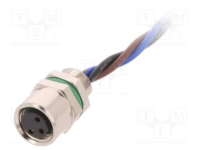 Conector: M8, f&ecirc;mea, PIN: 3, para painel,porca de.