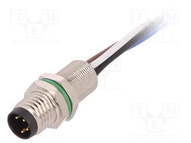 Conector: M8, Macho, Pin: 4, para Painel,Porca de Tr&aacute;s, Tomada