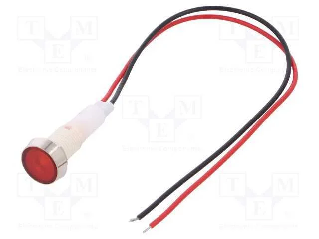 Luz Indicadora: Led, Plana, Vermelho, 12vdc, 12vac, 10mm, Pl&aacute;stico