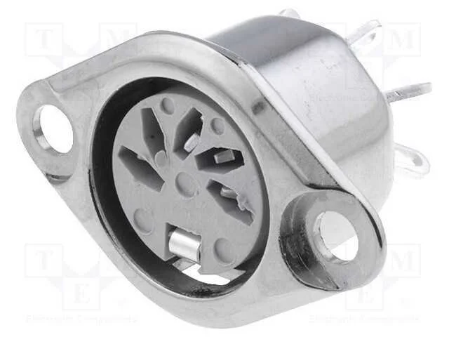 Tomada, Din, F&ecirc;mea, Pin: 5, Sistema: 180, Solda, 34v, 2a, Prateado