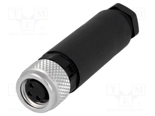 Conector: M8, F&ecirc;mea, Pin: 3, Simples, com Cabo, Ficha