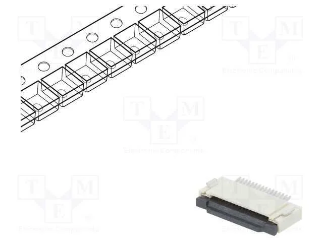 Conector: Ffc/Fpc, Horizontais, Pin: 16, Zif, Smt, 500ma, Estanhado