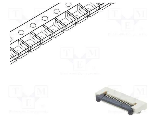 Conector: Ffc/Fpc, Horizontais, Pin: 14, Zif, Smt, 500ma, Estanhado