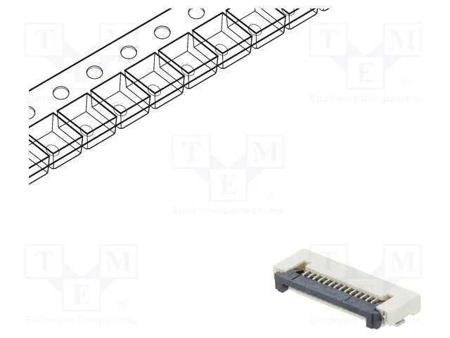 Conector: Ffc/Fpc, Horizontais, Pin: 14, Zif, Smt, 500ma, Estanhado
