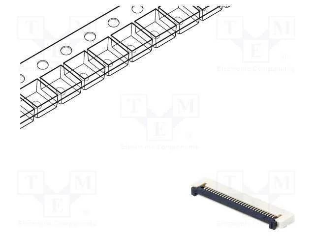 Conector: Ffc/Fpc, Horizontais, Pin: 30, Zif, Smt, 500ma, Estanhado