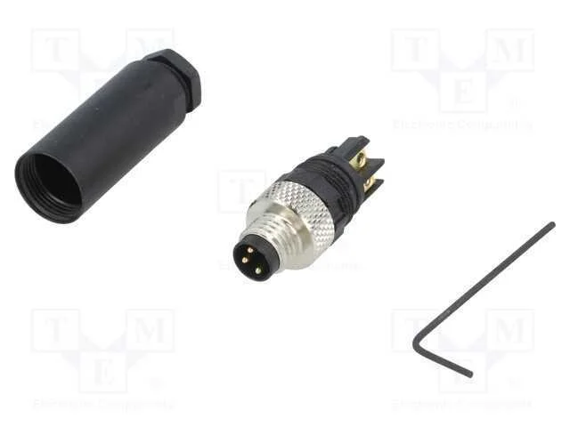 Conector: M8, Macho, Pin: 3, Simples, com Cabo, Ficha, 4a, Ip67, 60v