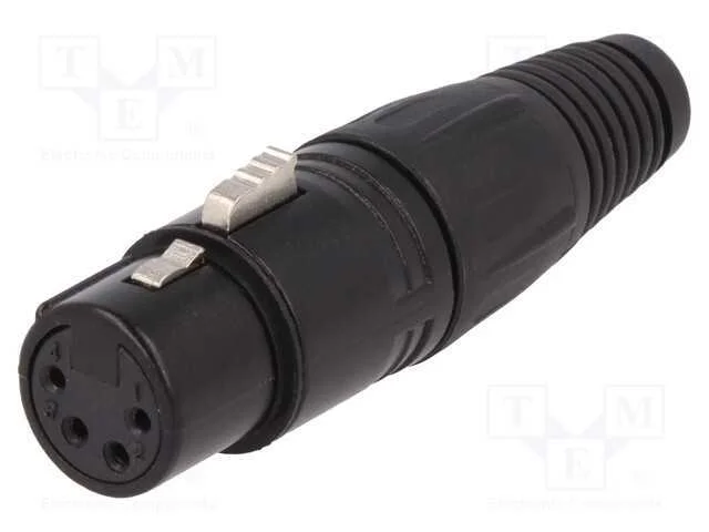 Ficha, Xlr, F&ecirc;mea, Pin: 4, Simples, com Cabo, Solda, Prateado, Preta