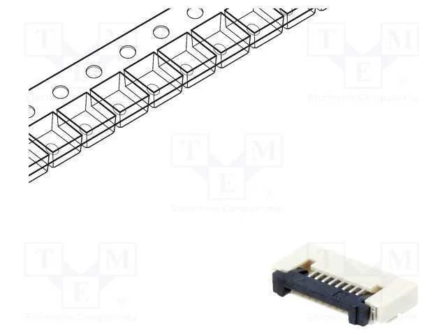 Conector: Ffc/Fpc, Horizontais, Pin: 8, Zif, Smt, 500ma, Estanhado