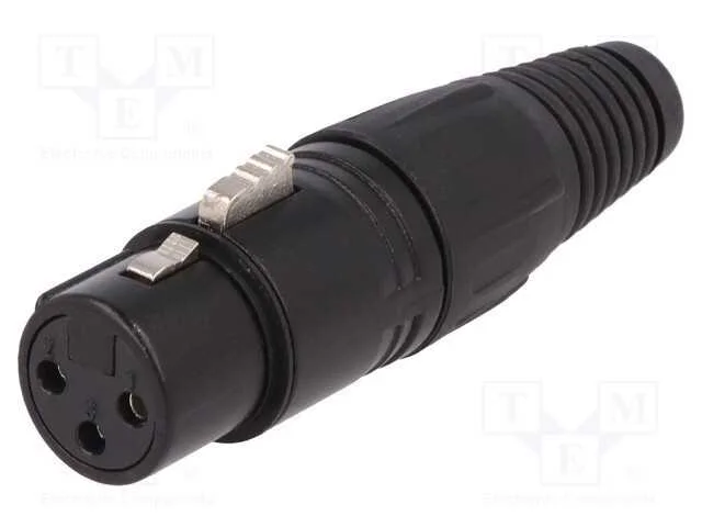 Ficha, Xlr, F&ecirc;mea, Pin: 3, Simples, com Cabo, Solda, Prateado, Preta