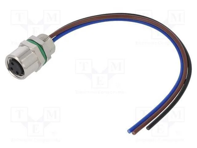 Conector: M8, f&ecirc;mea, PIN: 3, simples, para painel.
