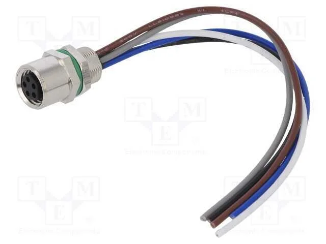 Conector: M8, f&ecirc;mea, PIN: 5, simples, para painel.