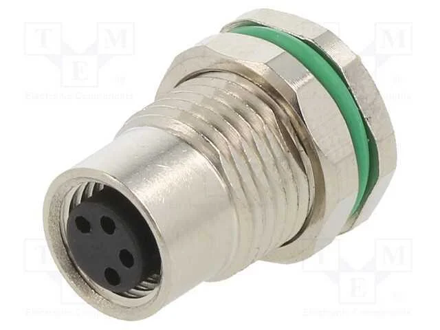 Conector: M8, F&ecirc;mea, Pin: 4, Simples, para Painel, Tomada, 3a, 30v