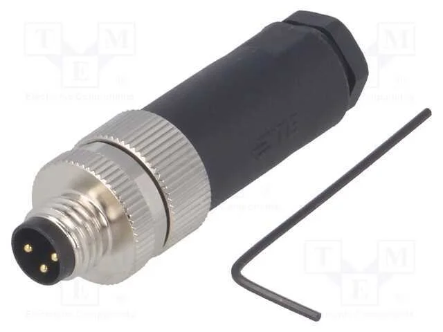 Conector: M8, Macho, Pin: 3, Simples, N&atilde;o Blindados, com Cabo, Ficha
