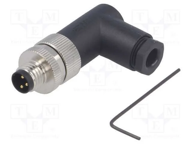 Conector: M8, Macho, Pin: 3, Angulares 90, N&atilde;o Blindados, com Cabo